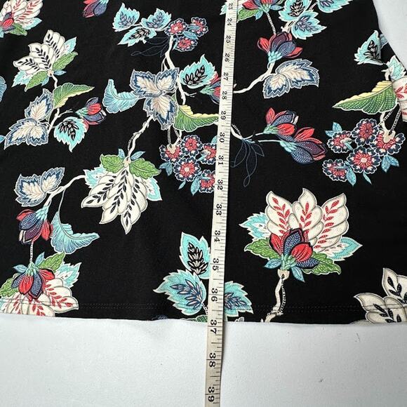 J Jill Wearever Collection Dress Womens Medium Black Floral Short Sleeve Stretch - Picture 11 of 13